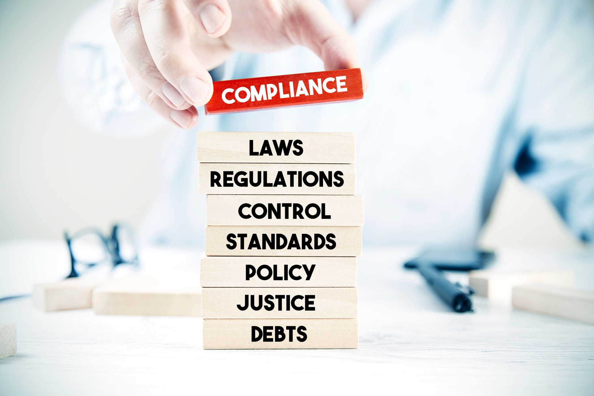 Compliance word cloud with blocks